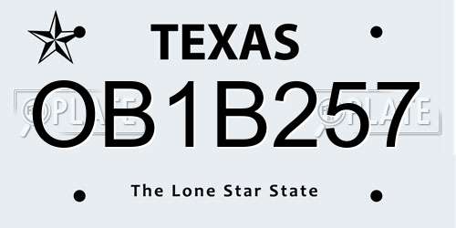 OB1B257 Texas License Plate