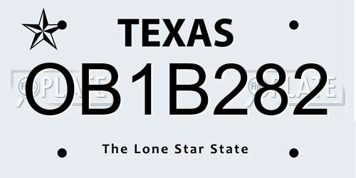 OB1B282 Texas License Plate