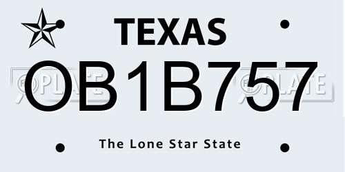OB1B757 Texas License Plate