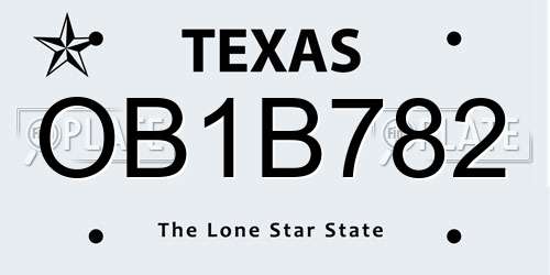 OB1B782 Texas License Plate
