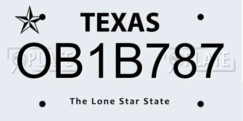 OB1B787 Texas License Plate