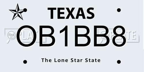 OB1BB8 Texas License Plate