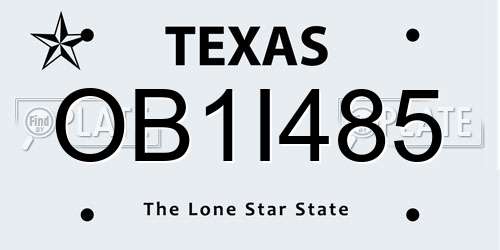 OB1I485 Texas License Plate