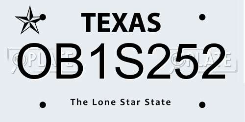 OB1S252 Texas License Plate