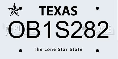 OB1S282 Texas License Plate