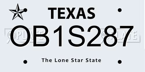OB1S287 Texas License Plate