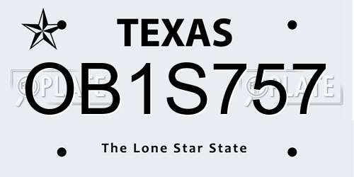 OB1S757 Texas License Plate