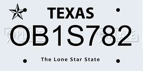 OB1S782 Texas License Plate