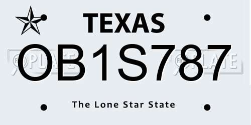 OB1S787 Texas License Plate