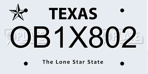 OB1X802 Texas License Plate