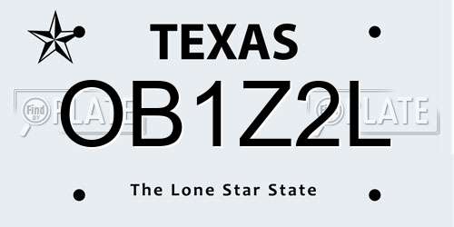 OB1Z2L Texas License Plate