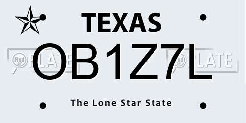 OB1Z7L Texas License Plate