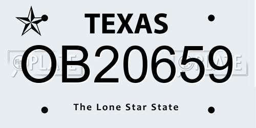 OB20659 Texas License Plate