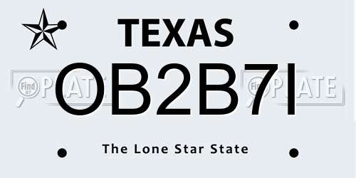 OB2B7I Texas License Plate