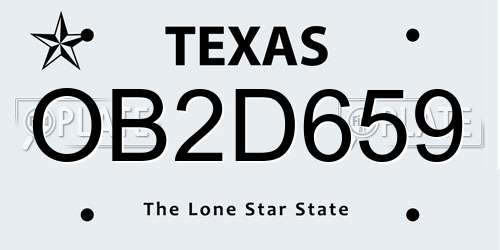 OB2D659 Texas License Plate