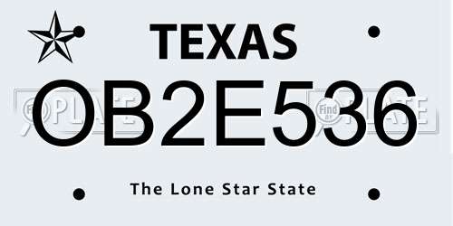 OB2E536 Texas License Plate