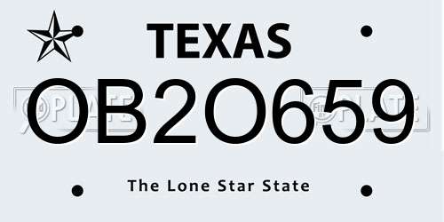 OB2O659 Texas License Plate