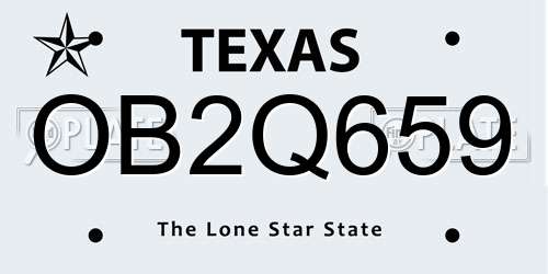 OB2Q659 Texas License Plate