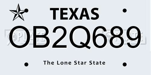 OB2Q689 Texas License Plate