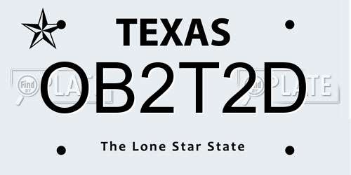 OB2T2D Texas License Plate