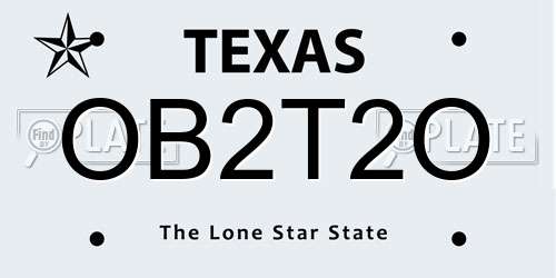 OB2T2O Texas License Plate