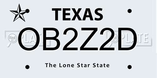 OB2Z2D Texas License Plate