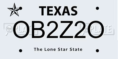 OB2Z2O Texas License Plate