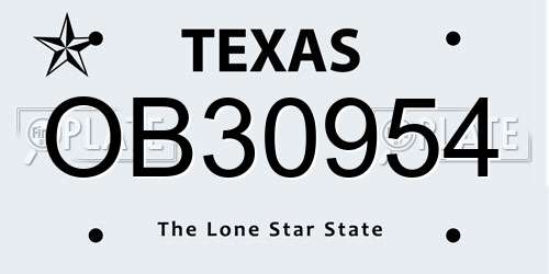 OB30954 Texas License Plate