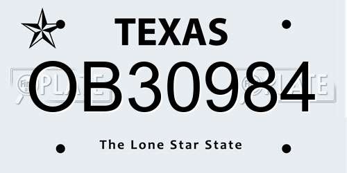 OB30984 Texas License Plate