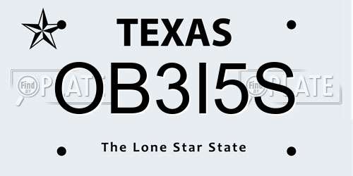 OB3I5S Texas License Plate