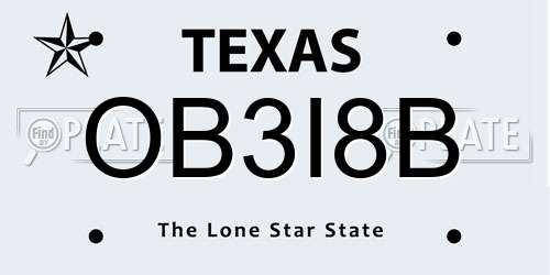 OB3I8B Texas License Plate