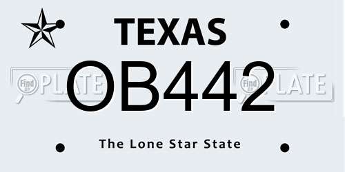 OB442 Texas License Plate