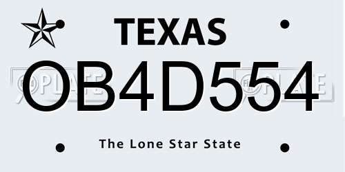 OB4D554 Texas License Plate