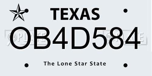 OB4D584 Texas License Plate