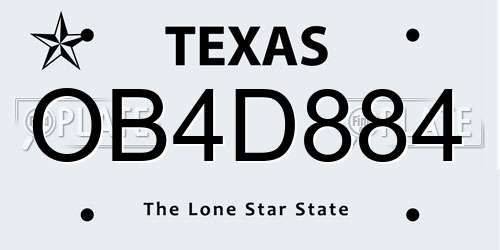 OB4D884 Texas License Plate