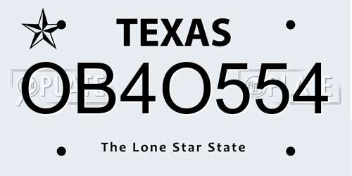 OB4O554 Texas License Plate