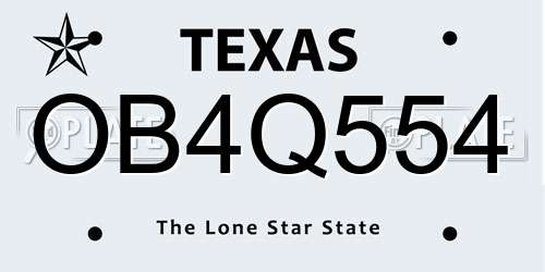 OB4Q554 Texas License Plate