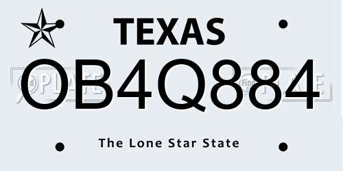 OB4Q884 Texas License Plate