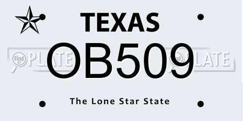 OB509 Texas License Plate