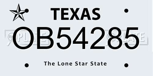 OB54285 Texas License Plate