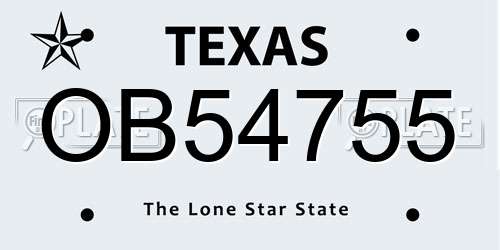 OB54755 Texas License Plate