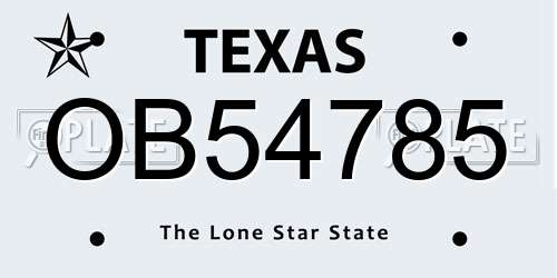 OB54785 Texas License Plate