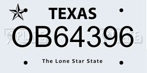 OB64396 Texas License Plate