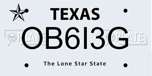 OB6I3G Texas License Plate