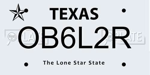 OB6L2R Texas License Plate