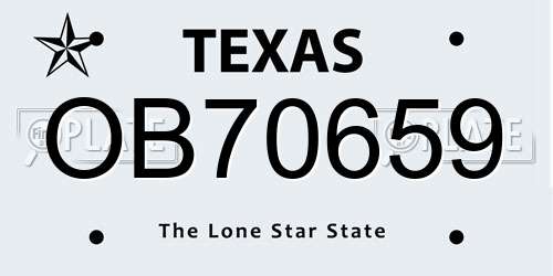 OB70659 Texas License Plate
