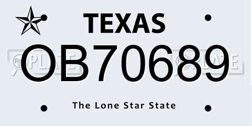 OB70689 Texas License Plate
