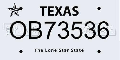 OB73536 Texas License Plate