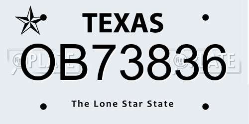 OB73836 Texas License Plate