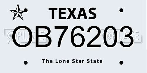 OB76203 Texas License Plate